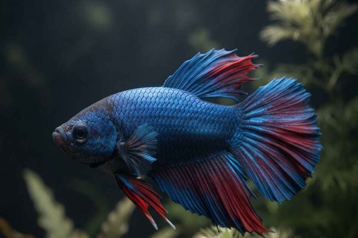 Realistic betta fish showing body structure, fins, and anatomical features.
