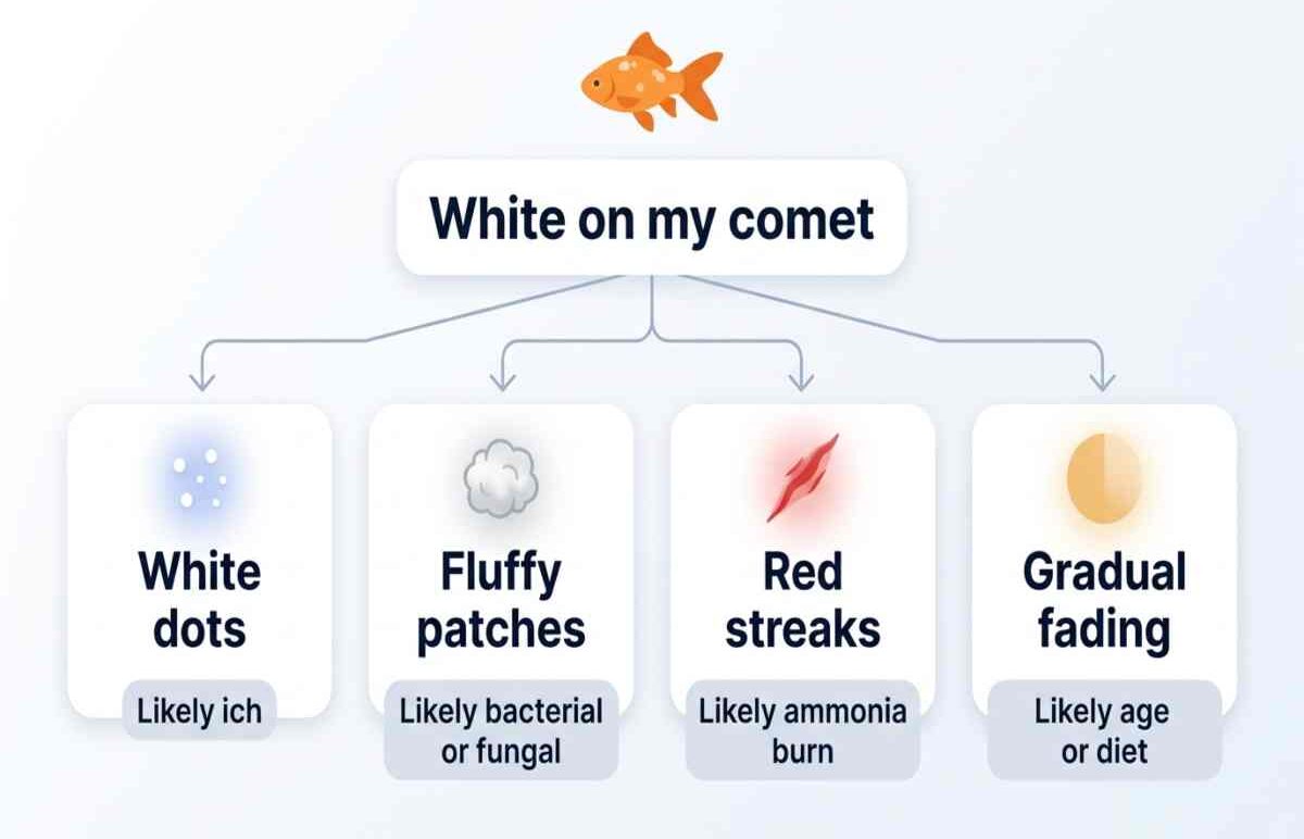 Flowchart for white marks on a comet goldfish